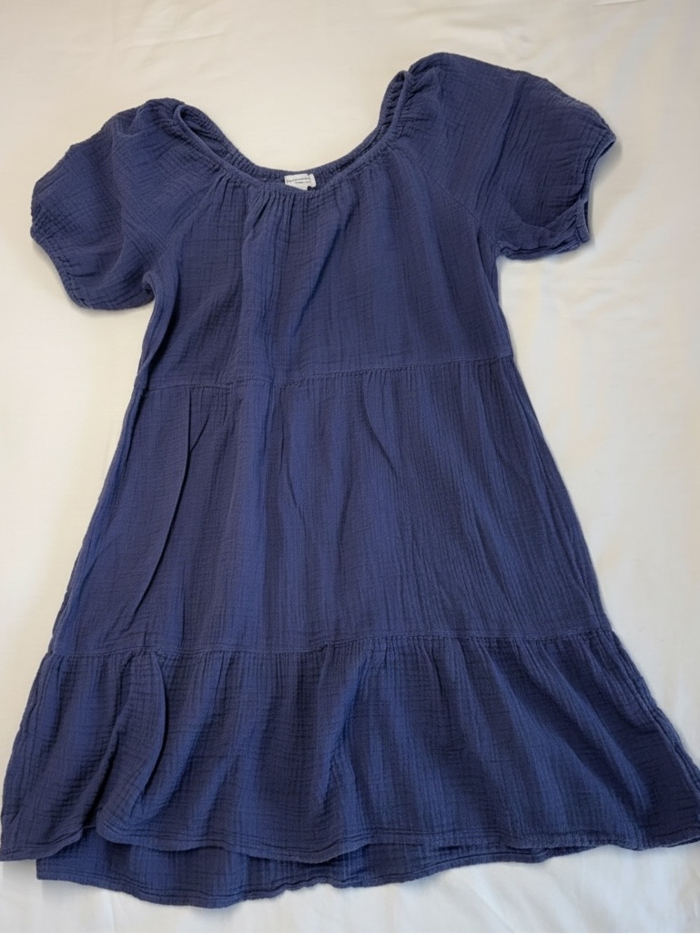 BeachLunchLounge Women’s Medium Blue Gauze Tiered Midi Dress Boho